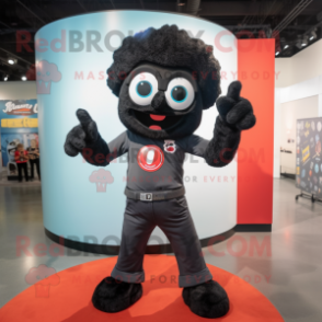 Black Love Letter mascot costume character dressed with a Flare Jeans and Wraps