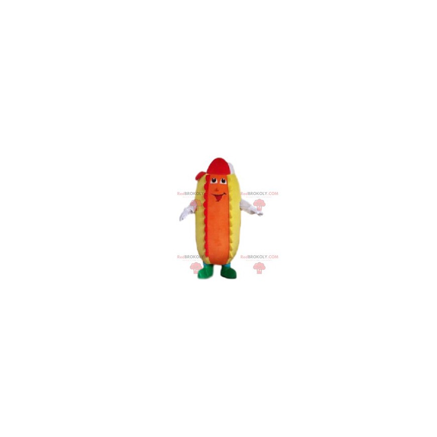 Maskottchen Rigilo Hot Dog mit Ketchup und Senf - Redbrokoly.com