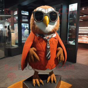 Rust Falcon mascot costume character dressed with a A-Line Dress and Eyeglasses