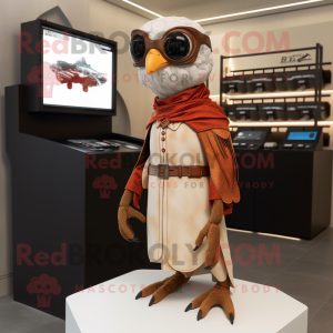 Rust Falcon mascot costume character dressed with a A-Line Dress and Eyeglasses