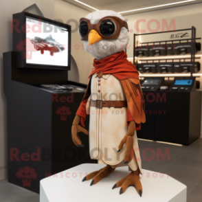 Rust Falcon mascot costume character dressed with a A-Line Dress and Eyeglasses