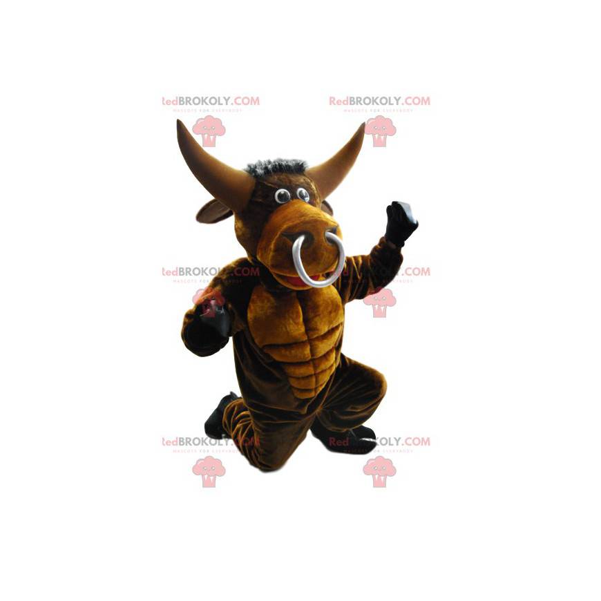 Bull maskot med en stor ring på næsen - Redbrokoly.com