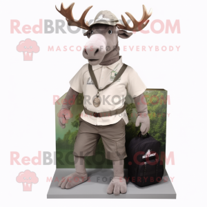 Gray Irish Elk mascot costume character dressed with a Cargo Shorts and Caps