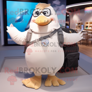 Beige Pigeon maskot drakt...