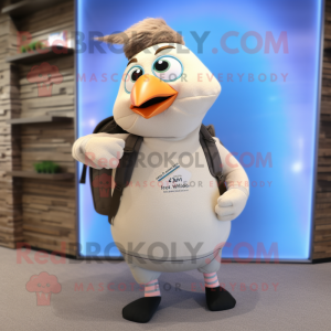 Beige Pigeon maskot kostume...