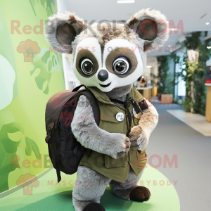 nan Lemur mascot costume character dressed with a Vest and Backpacks