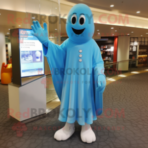 Sky Blue Ghost mascot costume character dressed with a Trousers and Cufflinks