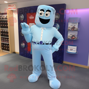 Sky Blue Ghost mascot costume character dressed with a Trousers and Cufflinks