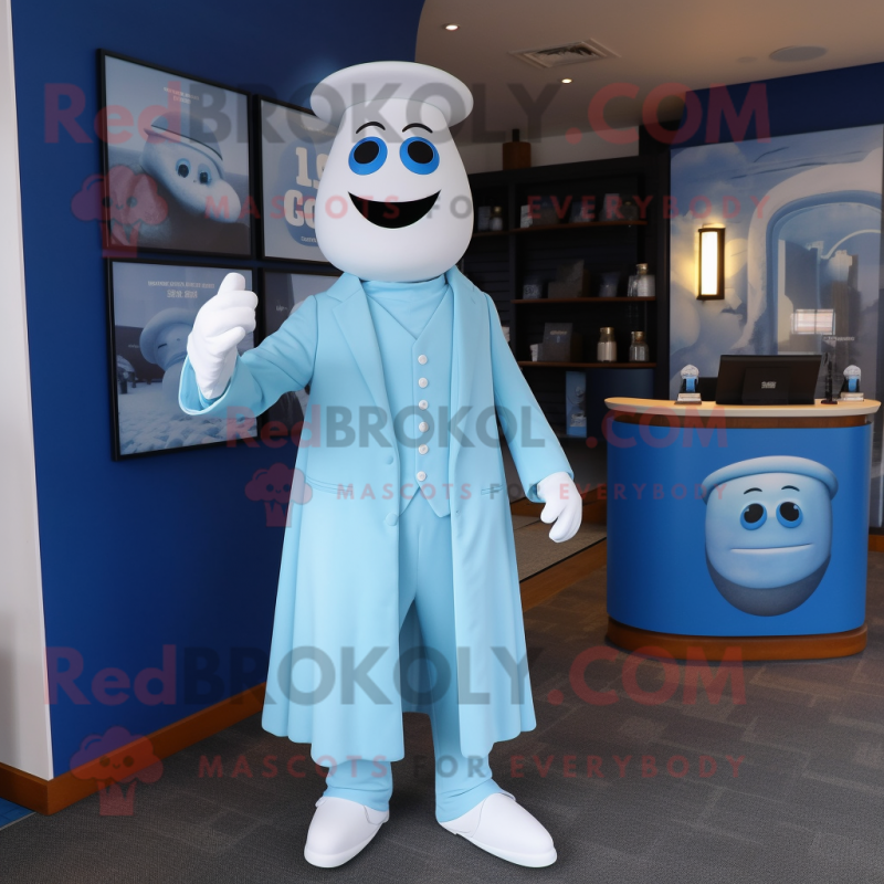 Sky Blue Ghost mascot costume character dressed with a Trousers and Cufflinks
