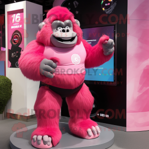 Pink Gorilla maskot kostume...