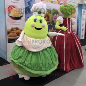 nan Corned Beef And Cabbage mascot costume character dressed with a Ball Gown and Bracelets