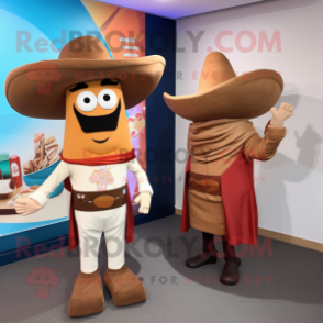 Brown Fajitas mascot costume character dressed with a Trousers and Cummerbunds