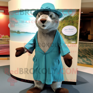 Teal Otter mascotte kostuum...