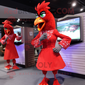Rød kylling maskot kostume...