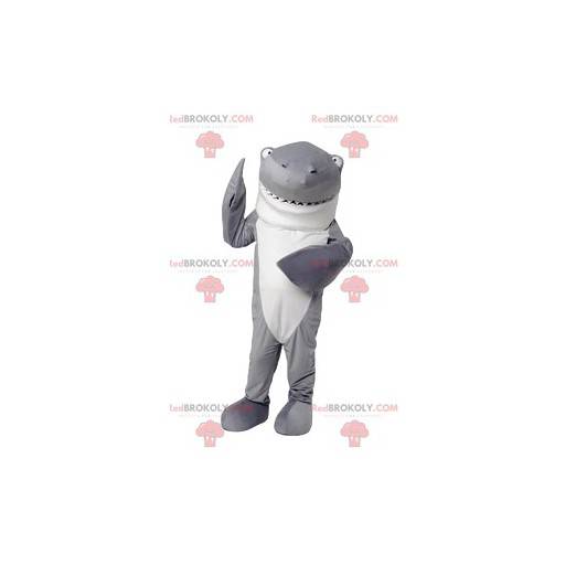 Mascotte grijze en witte haai. Haai kostuum - Redbrokoly.com