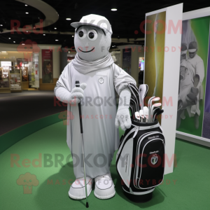 Sølv golfbag maskot drakt...