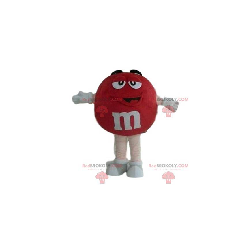 Mycket leende röd M & M-maskot - Redbrokoly.com