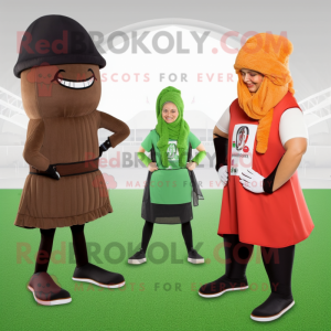 Rust Celery mascot costume character dressed with a Yoga Pants and Berets