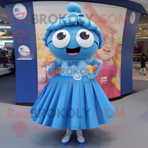 Blue Pho mascot costume character dressed with a Skirt and Coin purses