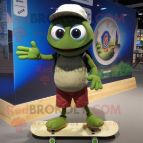 Olive Skateboard mascot costume character dressed with a Bermuda Shorts and Anklets