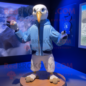 Blå Albatross maskot kostym...