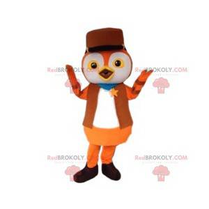 Kleines rotes Vogelmaskottchen im Sheriff-Outfit -