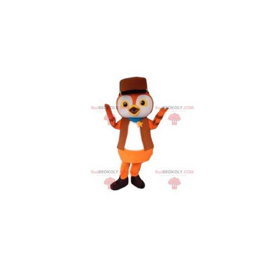 Piccola mascotte uccello rosso in abito da sceriffo -
