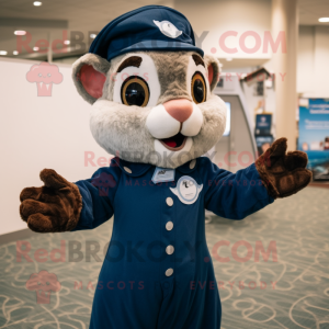 Navy Flying Squirrel mascot costume character dressed with a Dress Shirt and Mittens