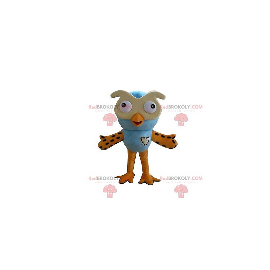 Mascotte gufi blu e gialli. Costume da gufi - Redbrokoly.com