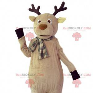 Mascote de cervo bege com um lenço xadrez - Redbrokoly.com