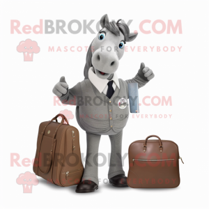 Grå hestesko maskot drakt...