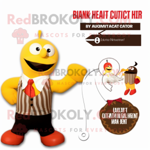 Brown Butter Chicken mascot costume character dressed with a Bikini and Cufflinks