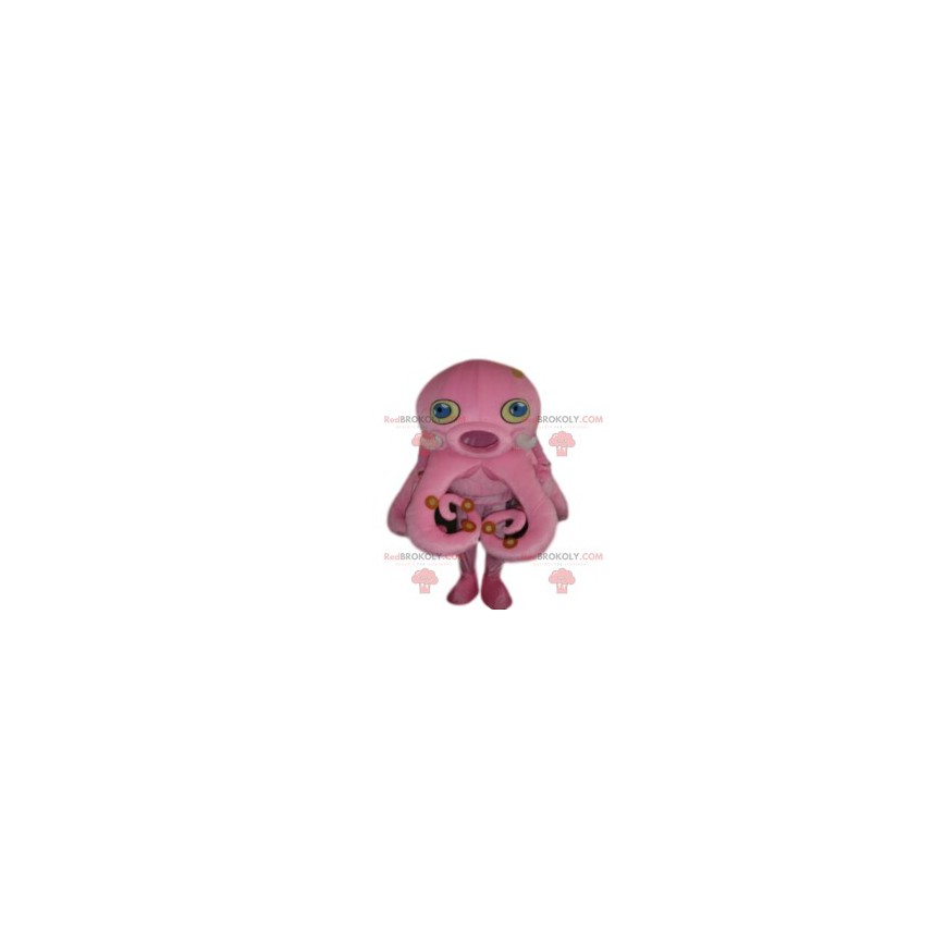 Pink blæksprutte maskot. Pink blæksprutte kostume -