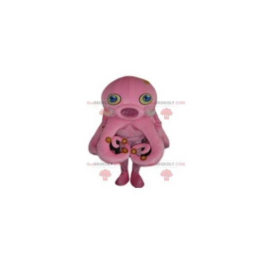 Pink blæksprutte maskot. Pink blæksprutte kostume -