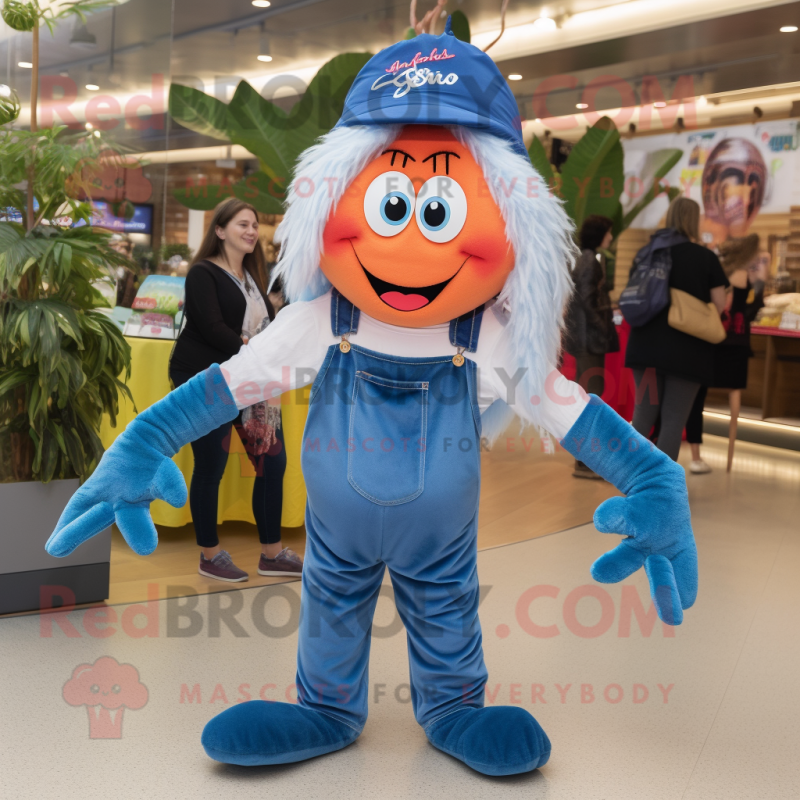 nan Shrimp Scampi mascot costume character dressed with a Jeans and Headbands nan Shrimp Scampi mascot costume character dressed with a Jeans and Headbands