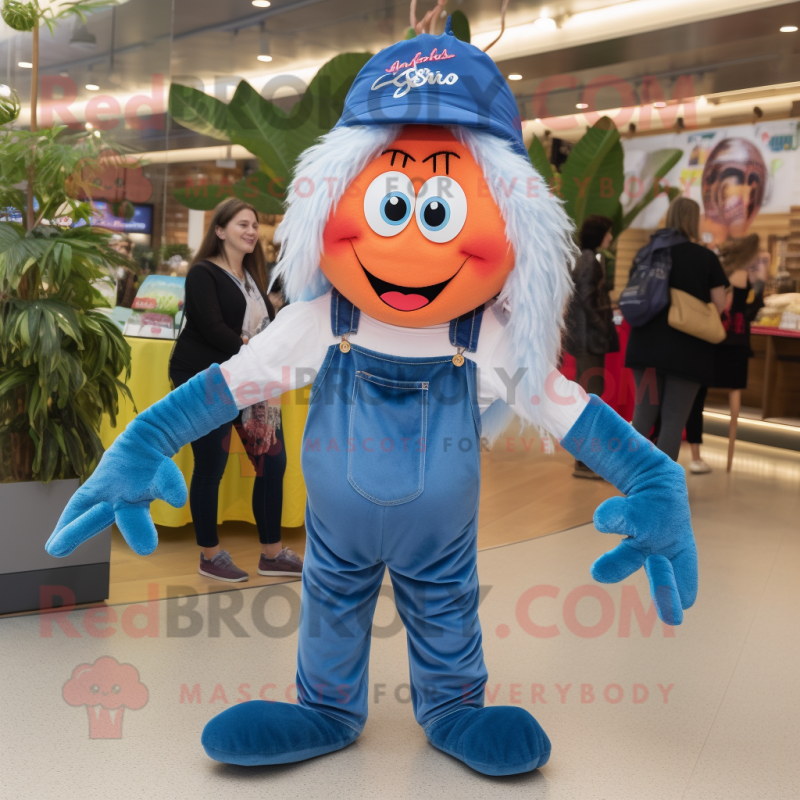 nan Shrimp Scampi mascot costume character dressed with a Jeans and Headbands