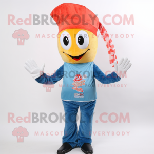 nan Shrimp Scampi mascot costume character dressed with a Jeans and Headbands