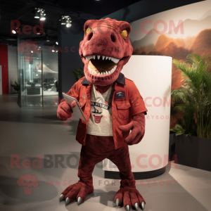 Maroon Tyrannosaurus maskot...