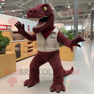 Maroon Tyrannosaurus maskot...