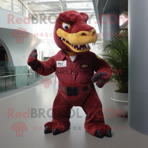 Maroon Tyrannosaurus maskot...