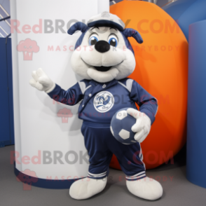 Navy Handball Ball mascot costume character dressed with a Waistcoat and Gloves