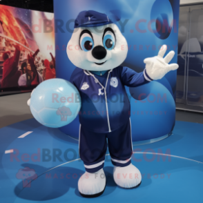 Navy Handball Ball mascot costume character dressed with a Waistcoat and Gloves