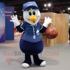 Navy Handball Ball mascot costume character dressed with a Waistcoat and Gloves