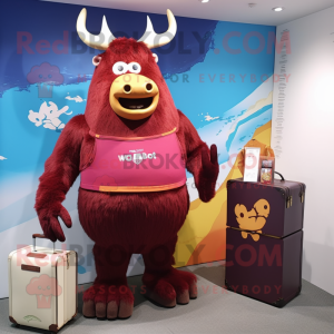 Maroon Yak mascotte kostuum...