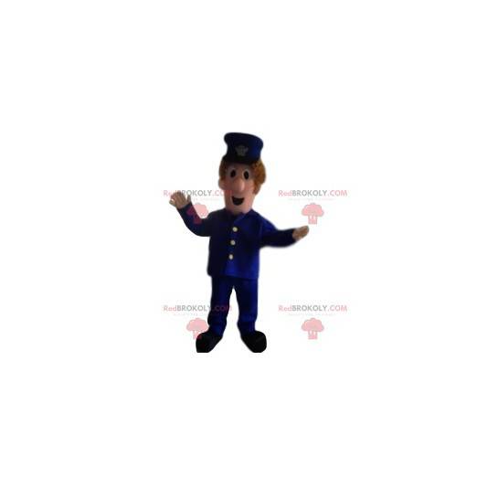 Maskotman i blå uniform. Man kostym - Redbrokoly.com