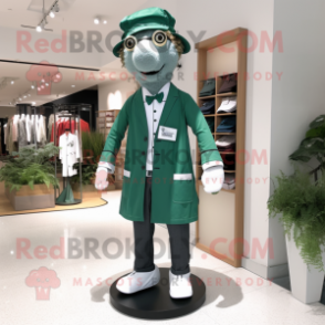 Forest Green Doctor mascot costume character dressed with a Polo Tee and Pocket squares