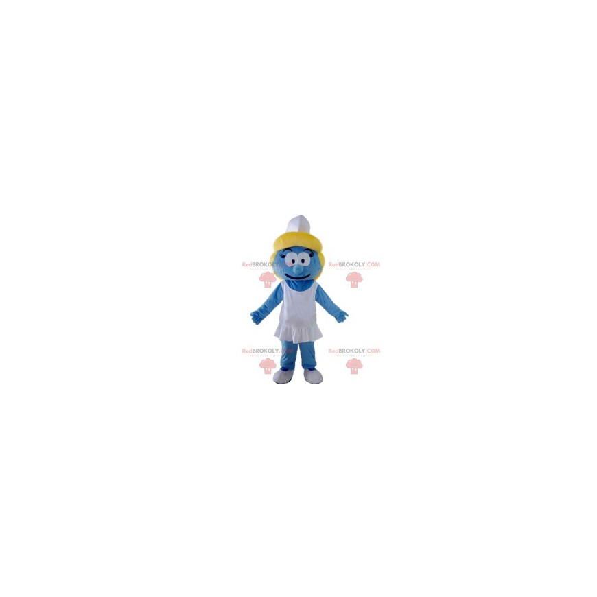 Mascot blue Smurfette with his white cap - Redbrokoly.com