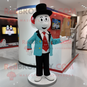 nan Television mascot costume character dressed with a Suit Pants and Tie pins