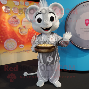 Silver Pad Thai mascot costume character dressed with a Henley Shirt and Coin purses