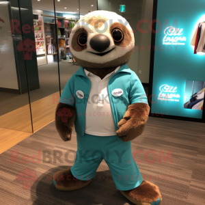 Teal Sloth maskotdräkt...